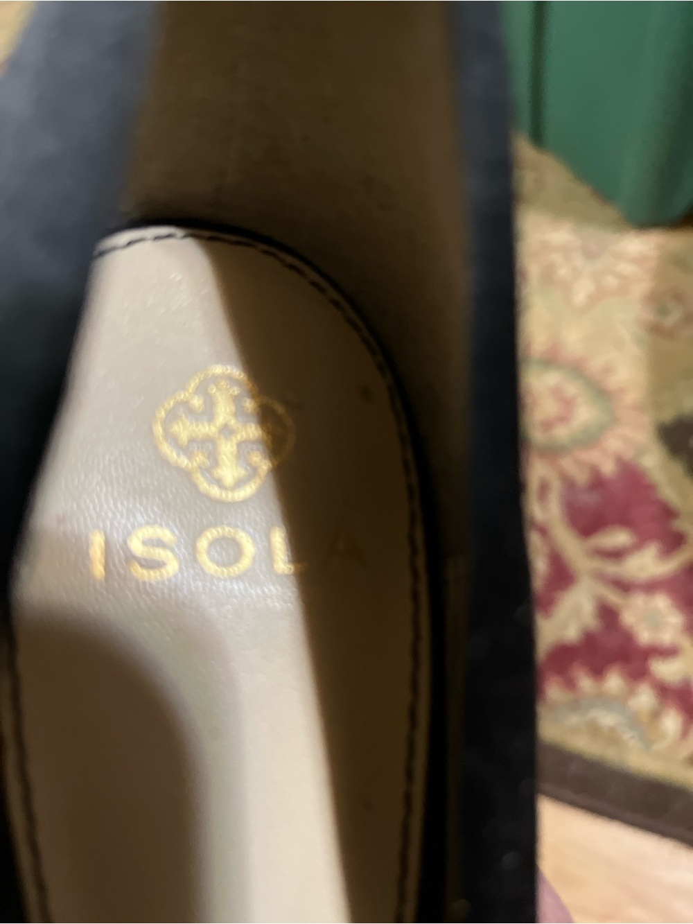 Isola Black Satin Peep-Toe Pumps with Rosette 9.5 - Picture 5 of 7